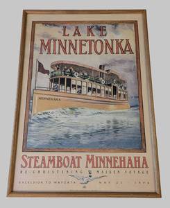 lot 141 image: LLB - Lake Minnetonka Steamboat Minnehaha Framed Print - May 25, 1996
