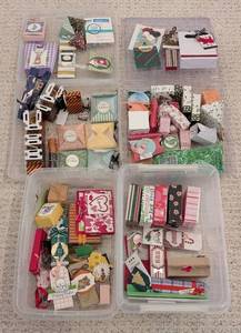 lot 165 image: LS - Handmade Holiday Gift Box Assortment - Mini Decorative Boxes with Tags and Ribbons