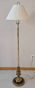 lot 170 image: ML - Brass Floor Lamp - 60 in H, 10 in Base Dia, Pleated Shade