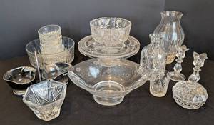 lot 180 image: ML - Assorted Vintage Cut Glass & Crystal Set - Cake Plate 12 in diameter, 4 in high