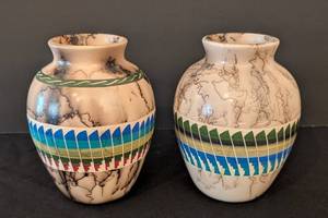 lot 196 image: Pair of Horsehair Pottery Vases