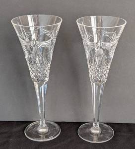 lot 250 image: ML - Pair of Waterford Crystal Champagne Flutes