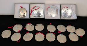 lot 290 image: LS - Nambe Ortiz Silver-Tone Ornaments with Turquoise Accents