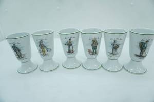 lot 13 image: Vintage Pillivuyt Porcelain Wine Goblets or Mazagran Cups