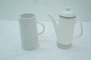 lot 14 image: Studio Sgraffito Coffee Pot & Speckled Ceramic Pitcher