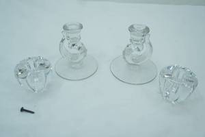 lot 20 image: Crystal Candle Stick Holders
