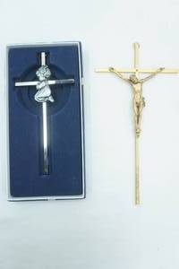 lot 33 image: Pewter Cross & Brass Crucifix