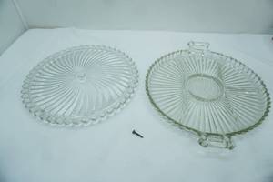 lot 61 image: vintage glass serving platters 1 is a divided platter