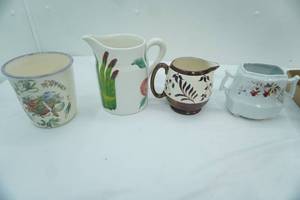 lot 99 image: Vintage English Ware Lancaster & Sandland Lusterware Creamer, Mancer (hand-painted in Italy) Pitcher, Royal Ironstone