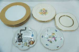 lot 120 image: Collection of China Plates and Platters, Gold Theme