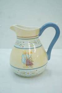 lot 147 image: Target Capiware Easter Time Ceramic Pitcher wa yellow body and blue trim