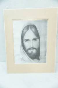 lot 175 image: Jesus Christ Print Drawing. Matted. 16x20