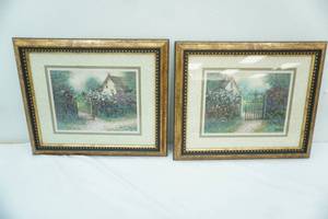 lot 178 image: Framed Garden Print Home Interiors 2ct 15.5x13.5