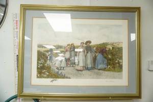 lot 238 image: Framed Art Print. Berry Pickers by Jennie Augusta Brownscombe
