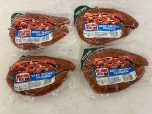 lot 53 image: H. 4x 12oz Hillshire Farm Beef Smoked Sausage