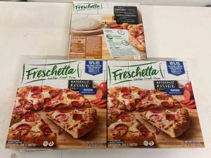 lot 206 image: B. 3x Freschetta Rising Crust Pepperoni Pizza