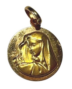 Vintage 18K Gold Virgin Mary Pendant