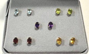 lot 17NP image: 10K Gold Amethyst & Topaz Stud Earrings - New, Assorted Colors