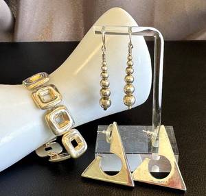 lot 24NP image: Sterling Silver Bracelet & 2 Pairs of Earrings Set