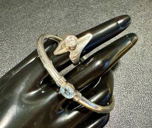 lot 37NP image: Sterling Silver Topaz Bracelet 2.5in & CZ Ring Size 7 (2-Piece Set)