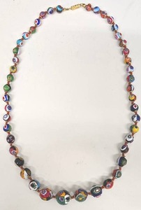 lot 278SC image: Venetian Murano Millefiori Beaded Art Glass Necklace - 23.5in Length