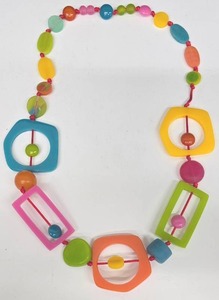 lot 279SC image: Necklace - Multicolor Resin Geometric Beads