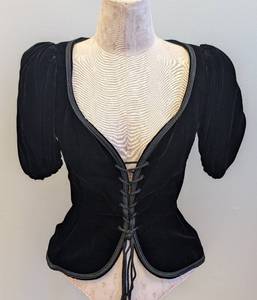 lot 15MP image: Yves Saint Laurent Velvet Lace-Up Top - Gipsy Bodice, Size 38, Made in France, 1977