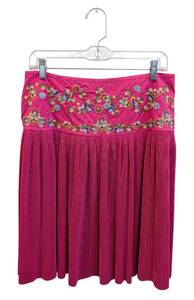 lot 23MP image: Vintage Oilily Womens Pink Floral Embroidered Pleated Skirt - Size 38