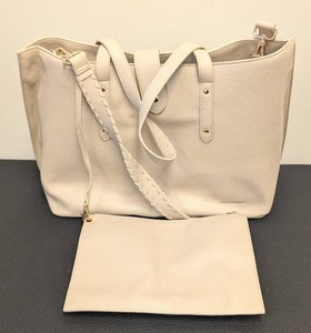 lot 25JG image: Citi Collective Vegan Leather Tote Bag - Ivory Pebbled Leather