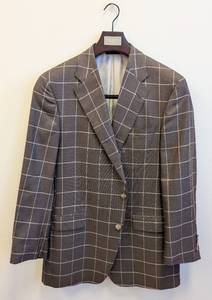 lot 29MD image: Samuelsohn Windowpane Plaid Blazer 44L - Mens Brown