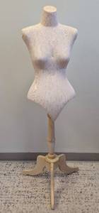 lot 31MP image: Dress Form Torso on Wooden Stand - 52 in Tall, 18 in Base Width