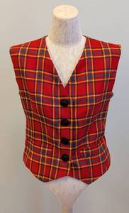 lot 39MP image: Yves Saint Laurent Vintage Tartan Wool Vest - Size 38, Made in France