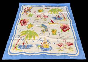 lot 53MP image: Ralph Lauren Silk Scarf 30 x 30 in - Tropical Flamingos & Palm Print