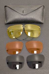 lot 72MD image: Orvis Interchangeable Lens Sunglasses with Case & Extra Lenses - Yellow, Brown, Dark
