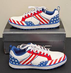 lot 82CH image: Etonic GS300RWB Womens Golf Shoes - USA Flag Pattern - Size 7