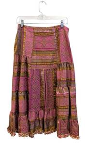 lot 85MP image: Oilily Patchwork Skirt - Pink & Gold Jacquard, EU 38