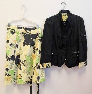 lot 88MP image: Oilily Floral Skirt & Black Jacket Set - Womens Size 36Medium
