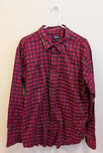lot 99MD image: Patagonia XL Mens Flannel Shirt - RedBlack Plaid, Organic Cotton