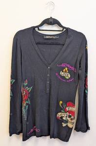 lot 107MP image: Ed Hardy Womens Embellished Long Sleeve Shirt - Size Large