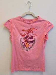 lot 113MP image: Oilily Pink T-Shirt - Size M - Front Graphic Guitar & Floral Wreath Print Artwork