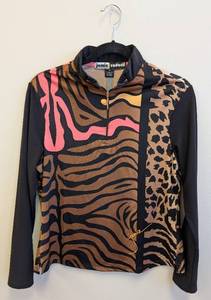 lot 129CH image: Jamie Sadock Womens Print Zip-Front Long-Sleeve Shirt - Size M