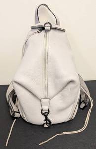 lot 131JG image: Rebecca Minkoff Leather Backpack - Pebble Leather, Light Gray
