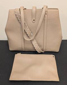 lot 157JG image: Citi Collective Leather Tote - Beige Pebbled Vegan Leather with Matching Pouch