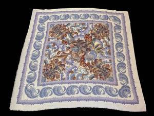 lot 165AG image: Saldarini Scarf - 50 x 53 - PurpleBlue Paisley Floral Border