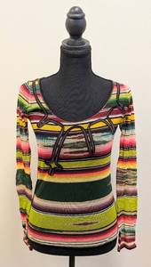 lot 180MP image: Jean Paul Gaultier Vintage Mesh Top - Multicolor Stripe - Size M