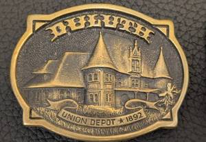 lot 196MP image: Vintage Belt Buckle - Duluth Union Depot 1892