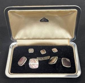 lot 73DZ image: DZ - Vintage Cufflink Set with Mother-of-Pearl Squares