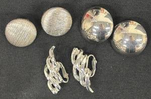 lot 75DZ image: DZ - Sensational Vintage Silver Clip-On Earrings - 3 Pairs