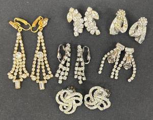 lot 141DZ image: DZ - Dazzling Rhinestone Clip On Earrings - 6 Pairs
