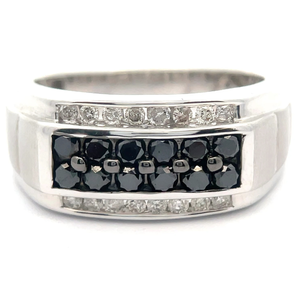 lot 13 image: 1 Carat Pav Fancy Black & White Diamond Square Top Ring Retail $845 VIDEO